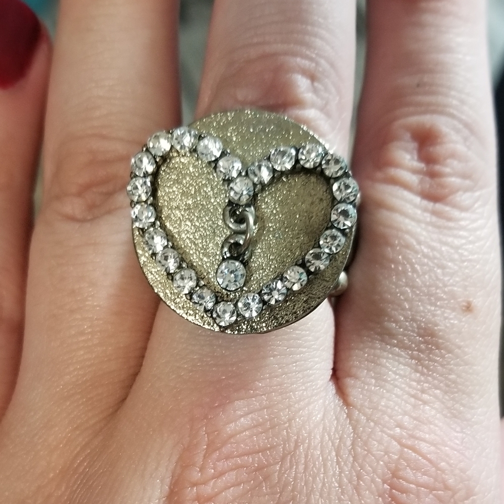 Rhinestone Heart Ring